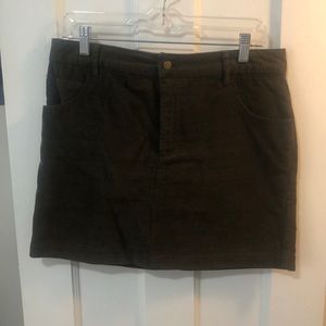 Green corduroy mini skirt